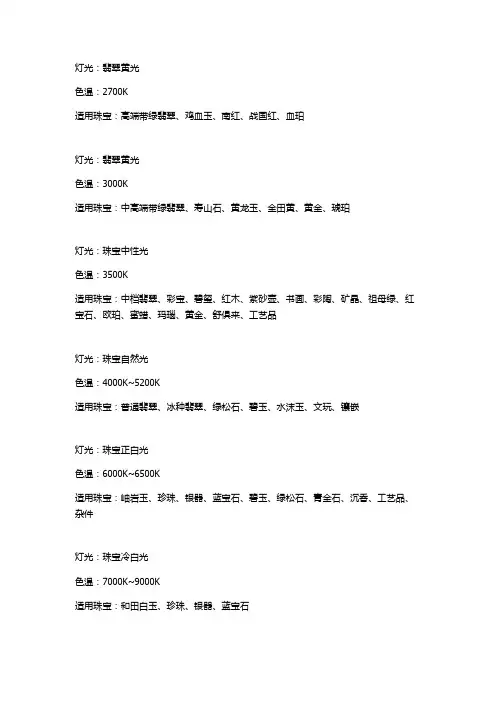 什么珠宝对应什么灯光