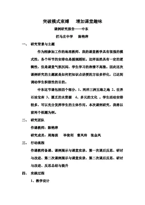 地理课例研究报告