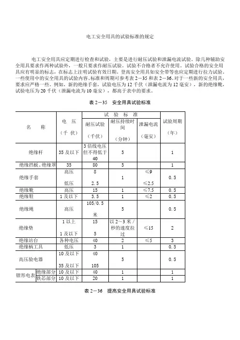 电工安全用具试验标准3w