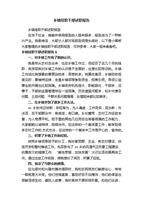 乡镇挂职干部述职报告