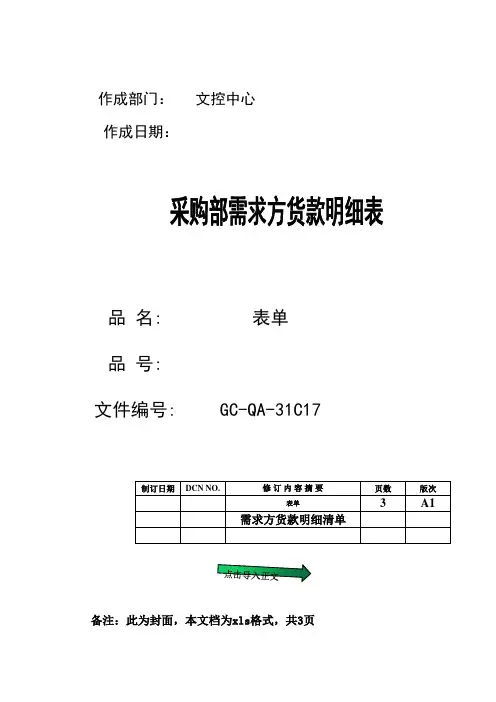 采购部货款明细表样板