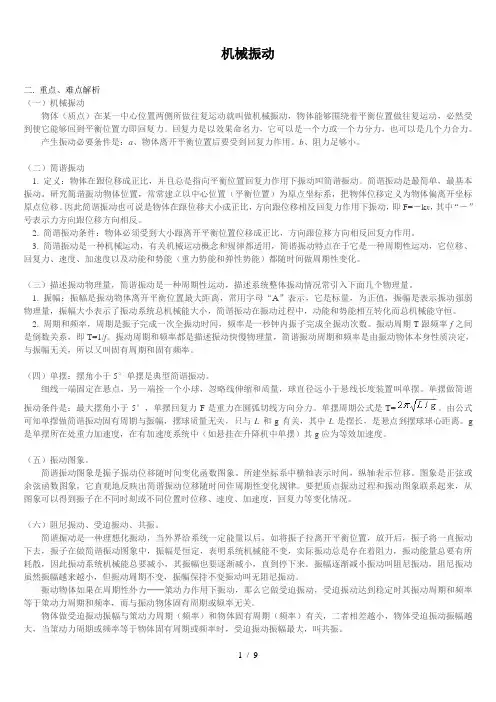 高中物理机械振动例题