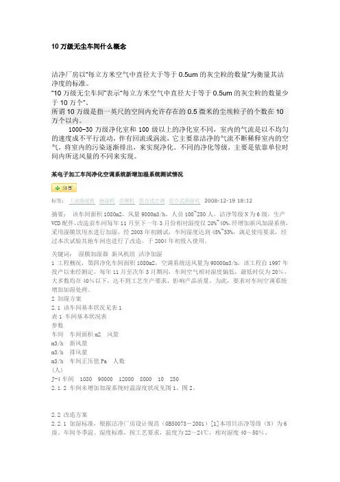 10万级无尘车间什么概念