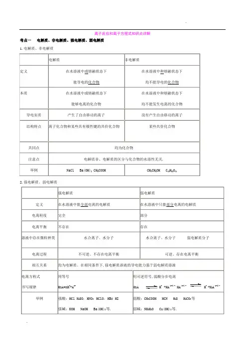 高中化学离子反应知识点总结精讲精练 (1)