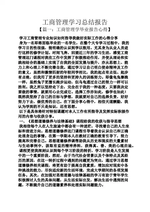 工商管理学习总结报告