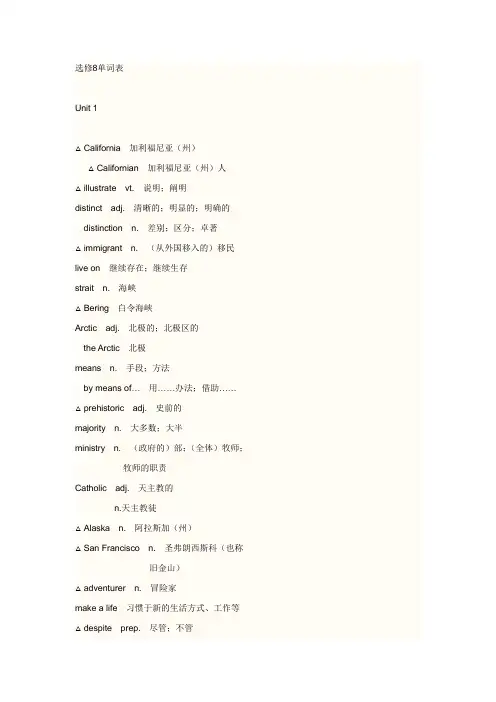 选修8单词表