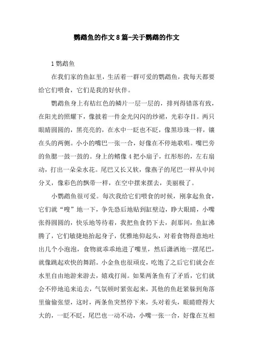 鹦鹉鱼的作文8篇-关于鹦鹉的作文