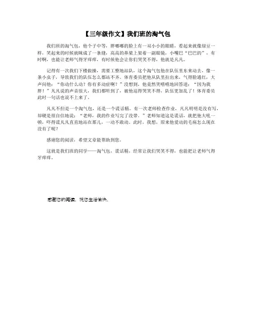 【三年级作文】我们班的淘气包