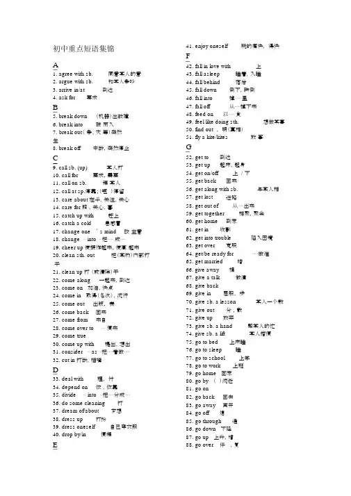 初中重点短语集锦.docx