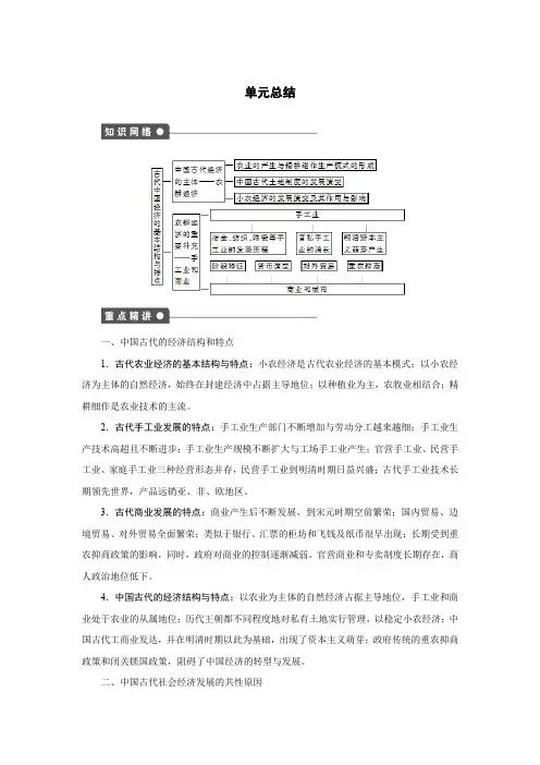 2017-2018学年高中历史人教版必修2教师用书：单元总结一 Word版含答案