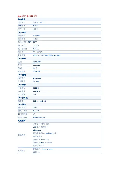 Intel 酷睿 i3 330M参数