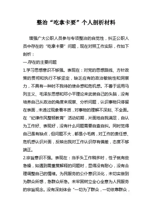 纪律作风整顿个人剖析材料