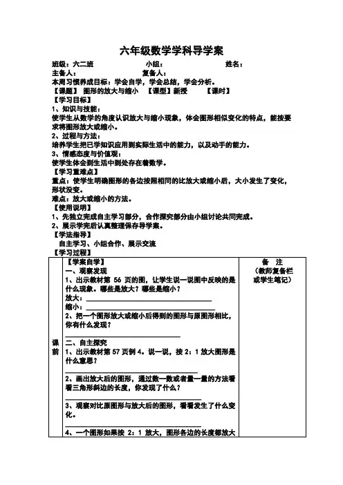 图形的放大与缩小导学案