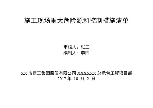 施工现场重大危险源和控制措施清单