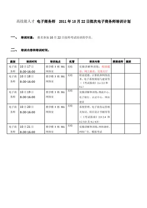 电子商务师培训计划