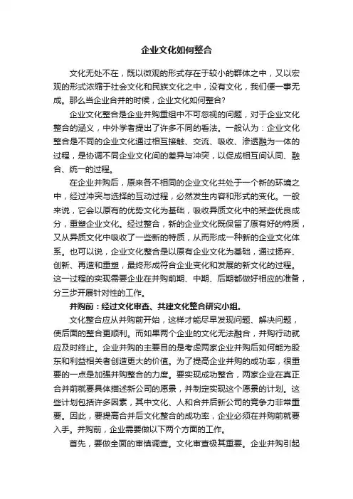 企业文化如何整合