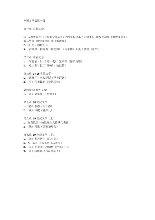 外国文学必读书目