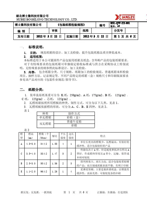 包装纸箱检验规程