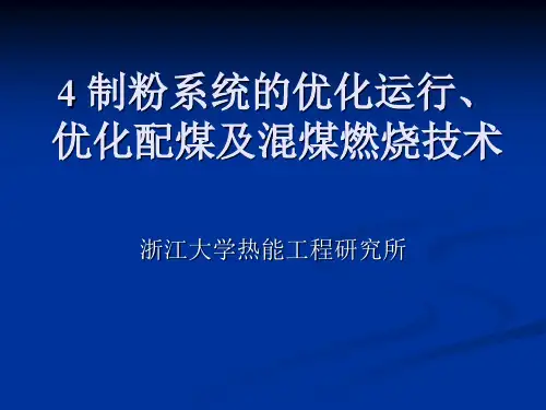 制粉系统的优化运行、优化配煤及混煤燃烧技术