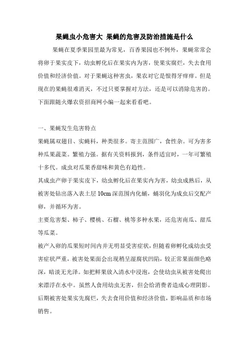 果蝇虫小危害大 果蝇的危害及防治措施是什么