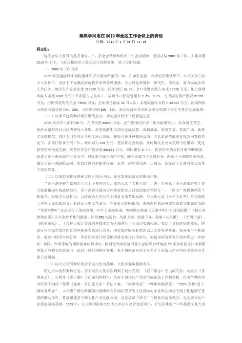 2010年工作会议上的讲话