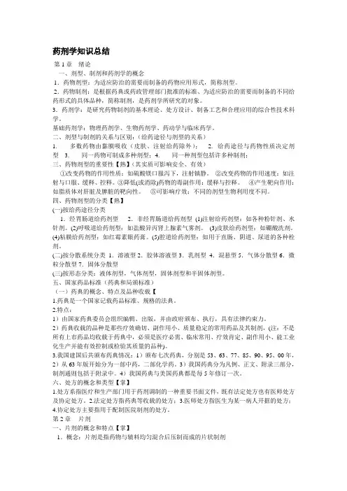 药剂学重点知识汇总