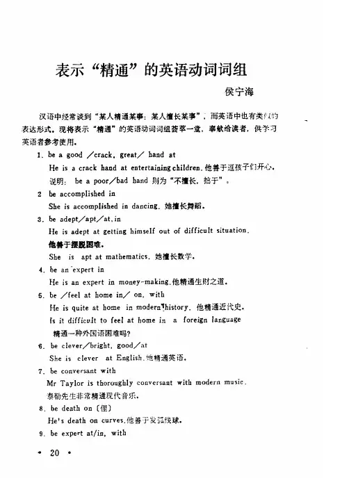 表示“精通”的英语动词词组