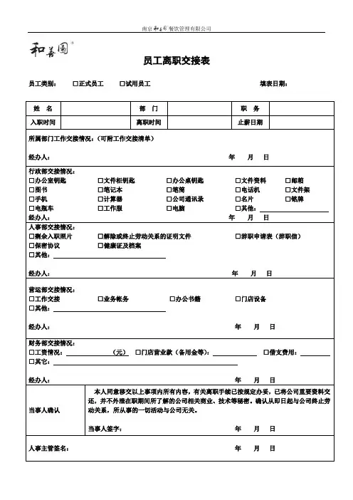 员工离职交接清单[1]