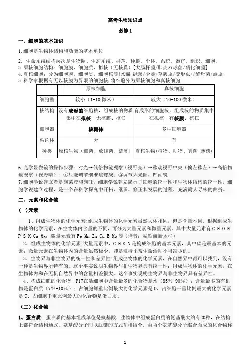 高考生物知识点