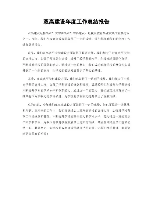 双高建设年度工作总结报告