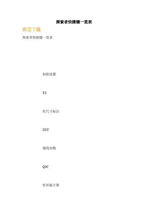 探索者快捷键一览表