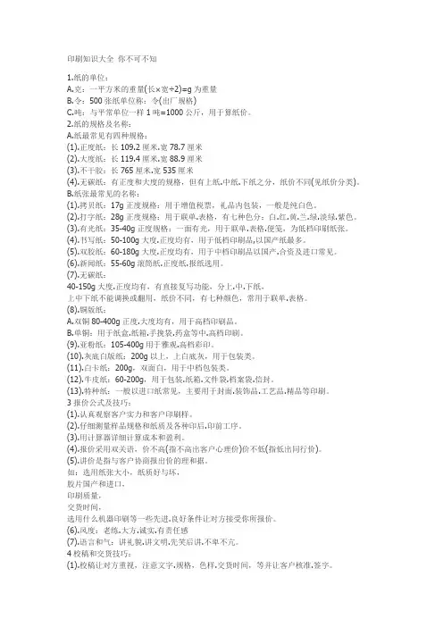 广告人印刷知识大全