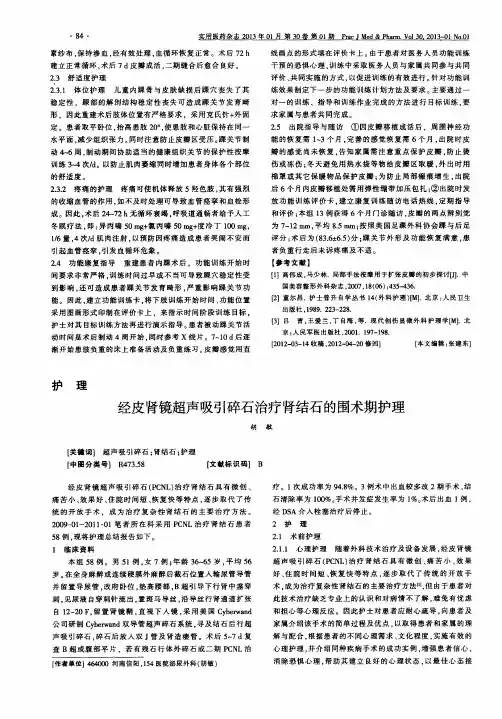 经皮肾镜超声吸引碎石治疗肾结石的围术期护理