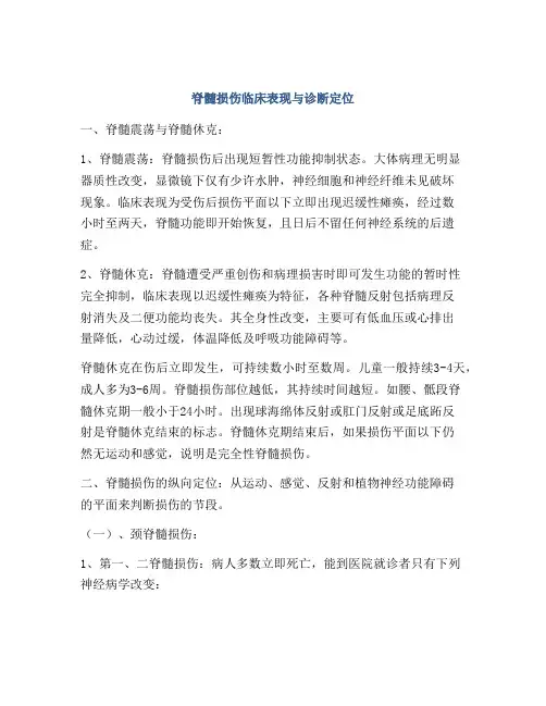 脊髓损伤临床表现与诊断定位
