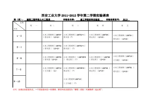 2011-2012(2)土木工程系实验、实习、课程设计课表