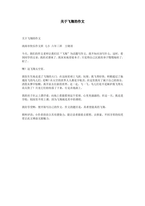 关于飞翔的作文