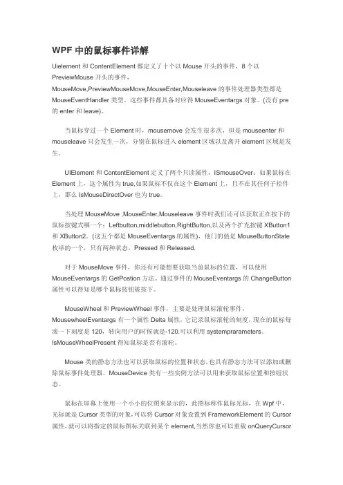 wpf鼠标事件详解