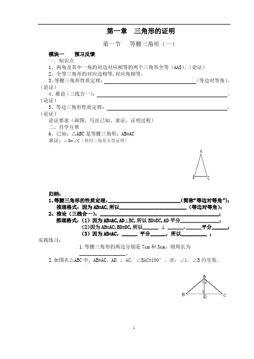 第一章三角形的证明教学案精编