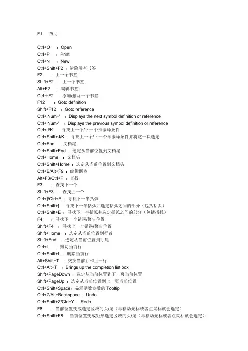 Visual c++6.0的快捷键和使用说明