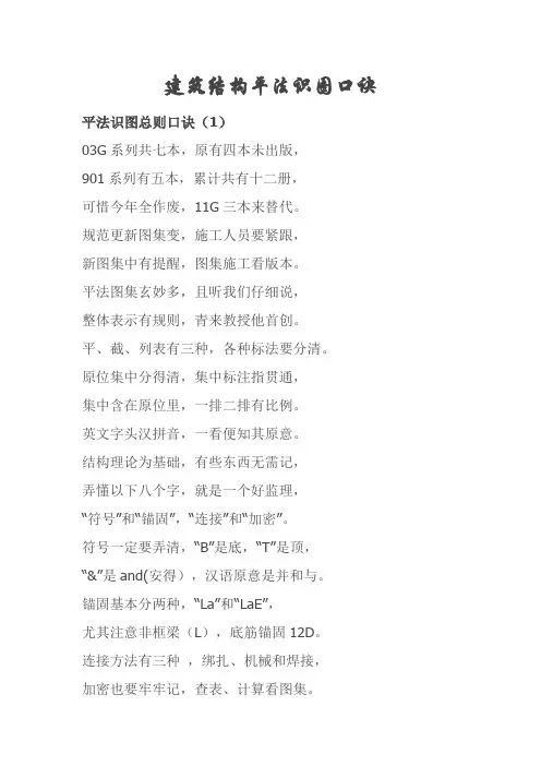 建筑结构平法识图口诀