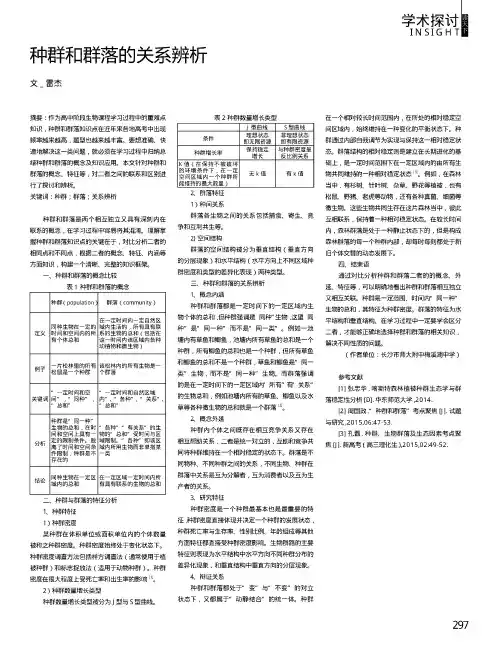 种群和群落的关系辨析