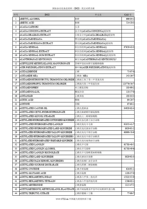 国际命名化妆品原料INCI中英文