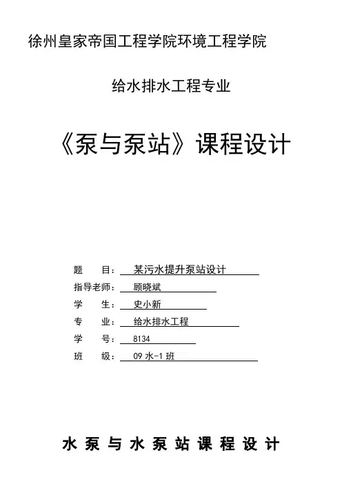 泵与泵站课程设计 2
