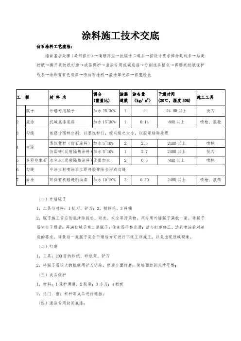 涂料施工技术交底