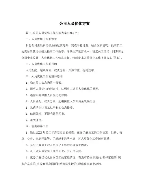 公司人员优化方案