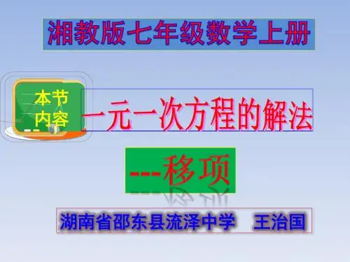 3.3一元一次方程的解法---移项