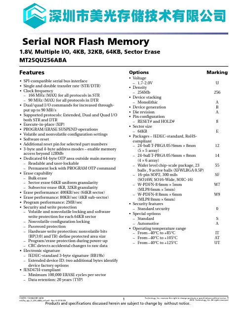 MEMORY存储芯片MT25QU256ABA1EW7-0SIT中文规格书