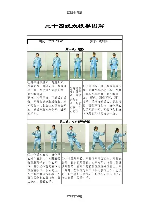 二十四式太极拳_图解+记忆口诀之欧阳学创编