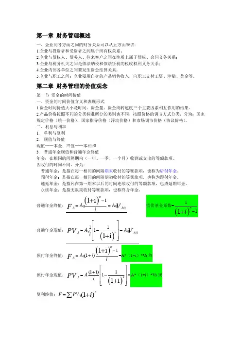 27029财务管理学复习提纲