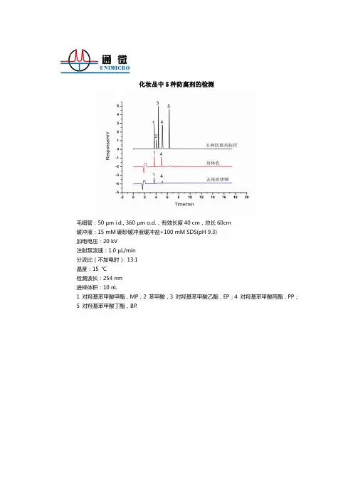 化妆品中5种防腐剂的检测
